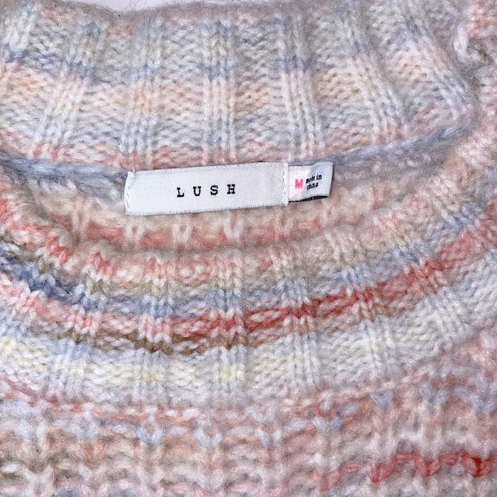 Lush Multicolor Knit Women's Crew Neck Sweater Medium - Picture 9 of 11
